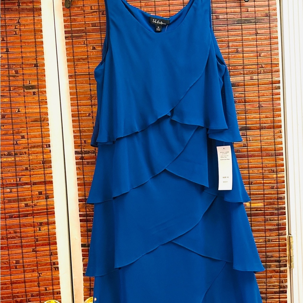 SL Fashions Royal Blue Asymmetrical Dress